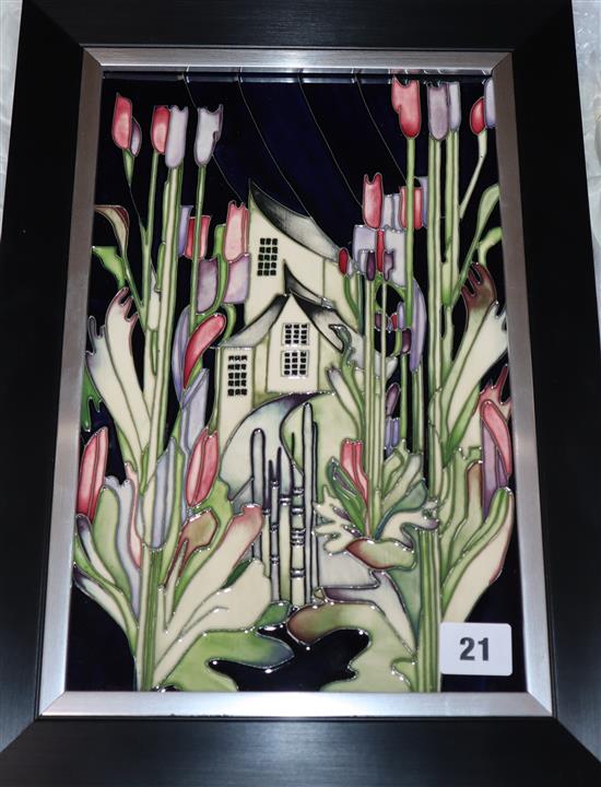 A Moorcroft House of Flowers rectangular plaque, limited edition 179/250 overall 39 x 28cm (incl. frame)